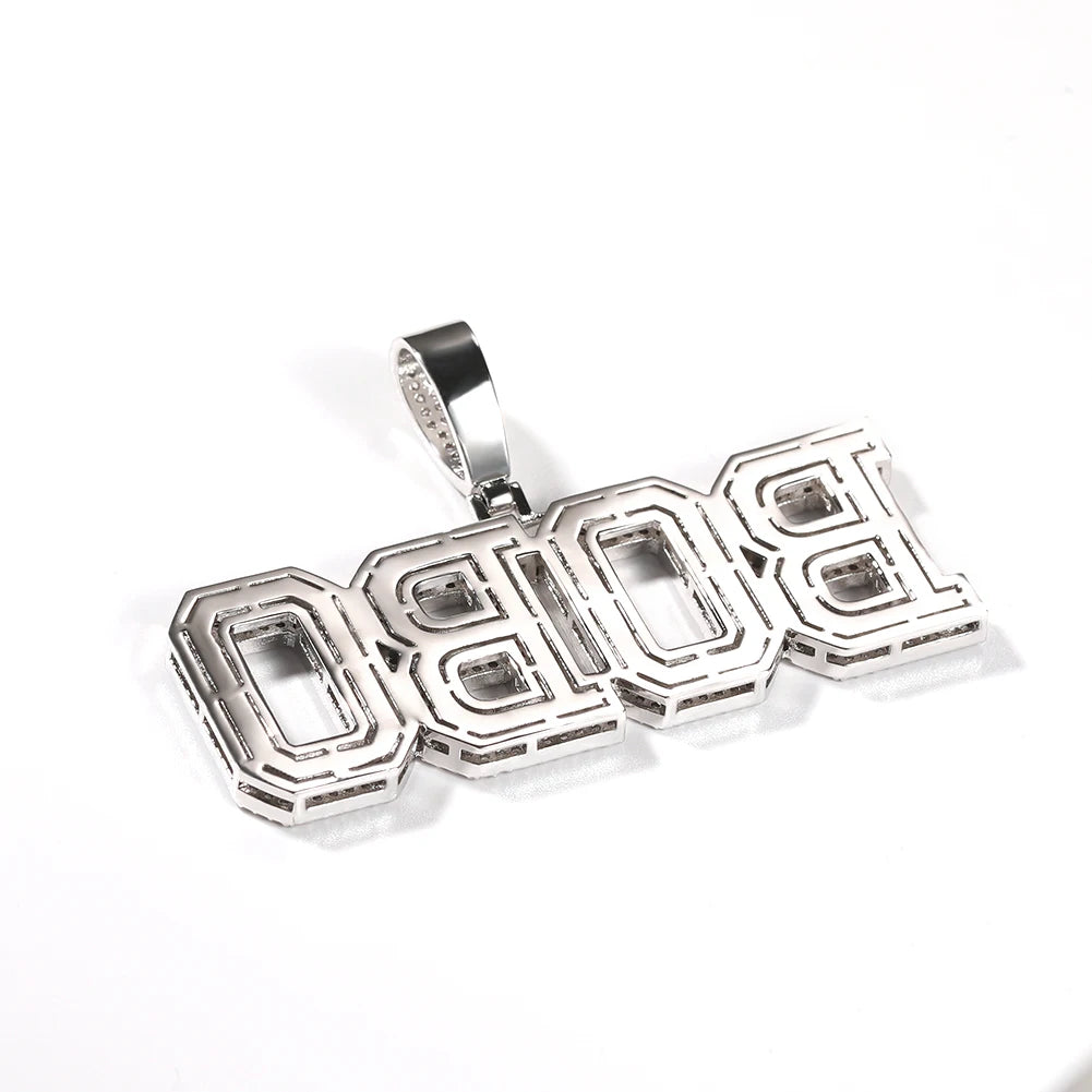 Iced Out 2 Color Lines Pendant Chain Necklace