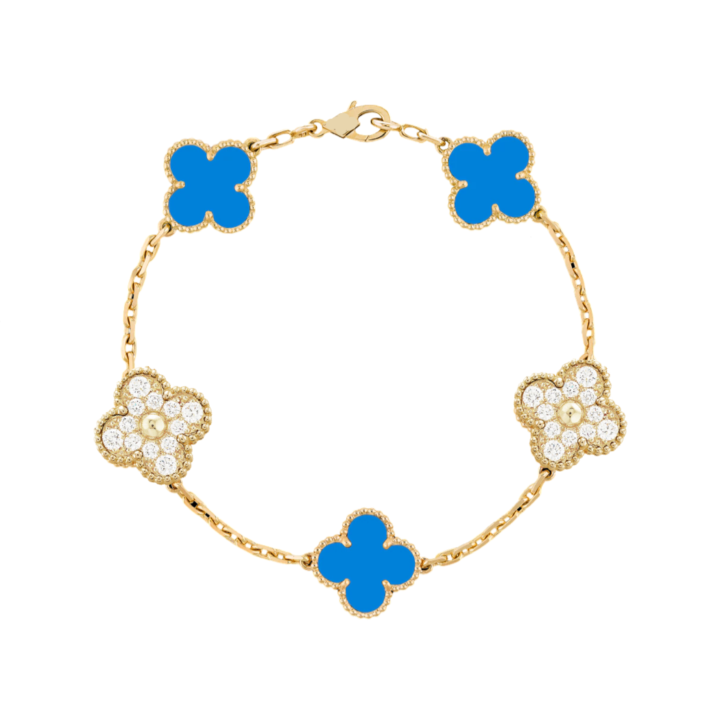 Victoria Stud Gold Four Clover Bracelet