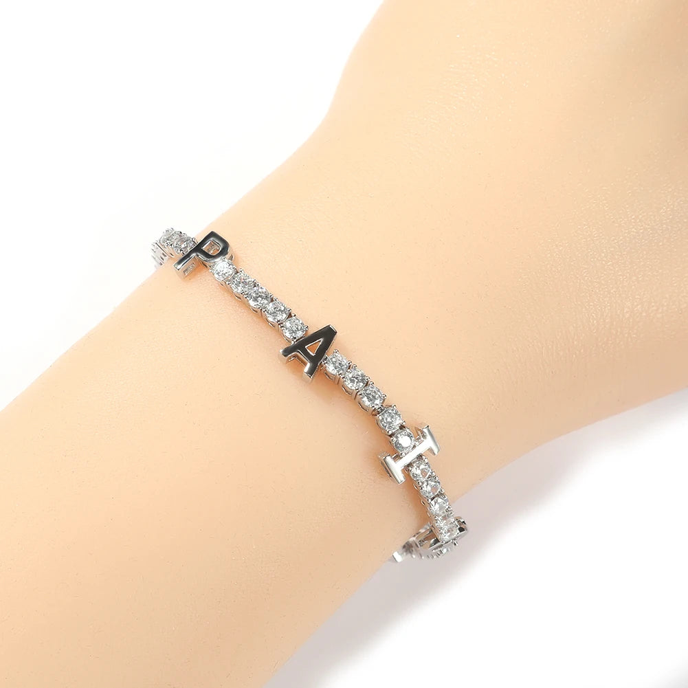 Custom Name Letter 3mm Tennis Chain Bracelet