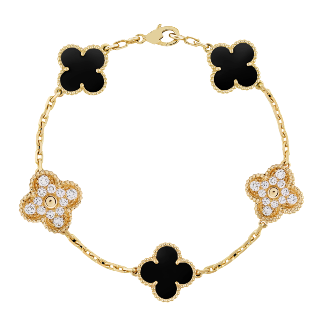 Victoria Stud Gold Four Clover Bracelet