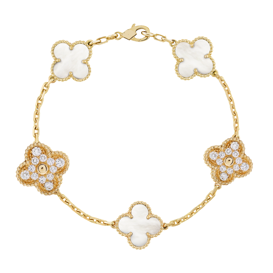 Victoria Stud Gold Four Clover Bracelet