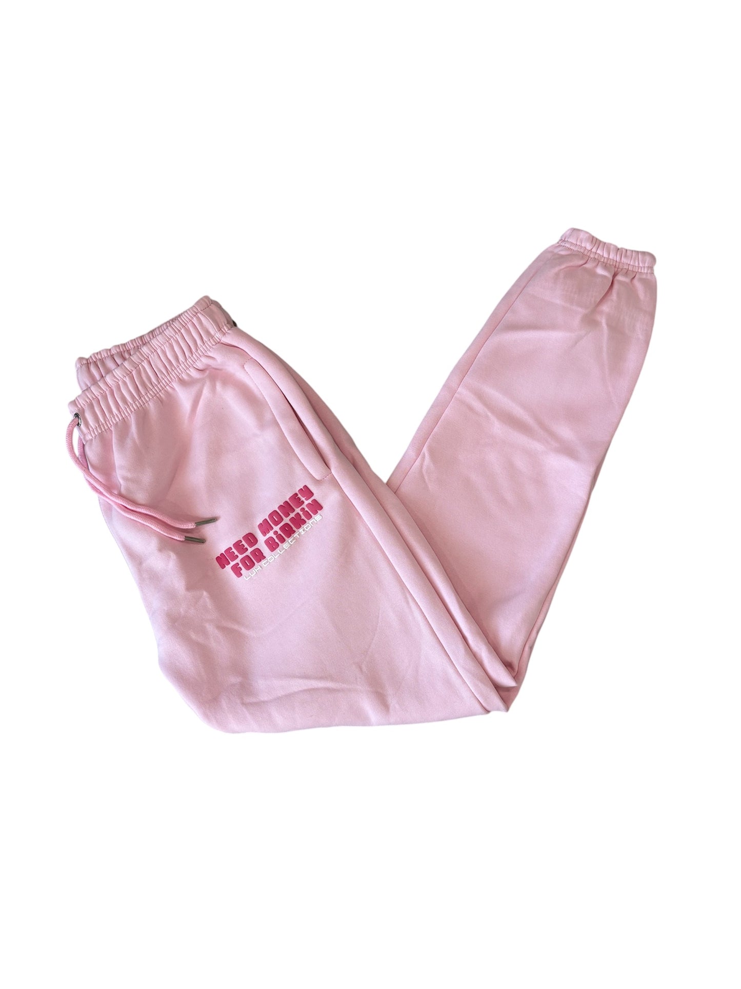 Need Money Sweat Pants Baby Pink