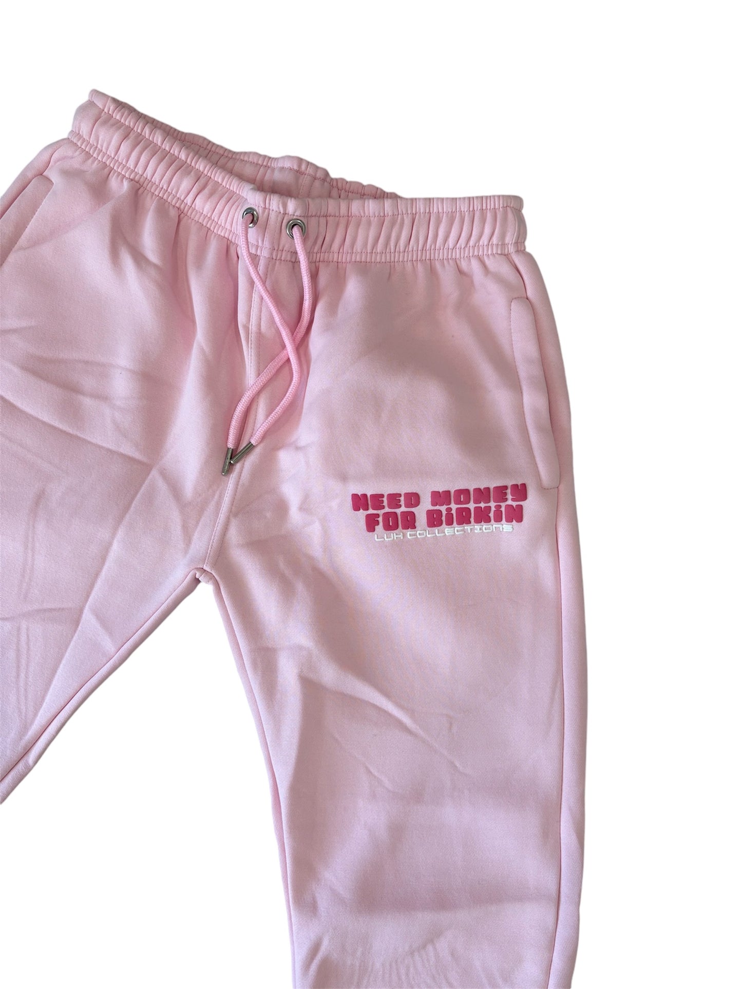 Need Money Sweat Pants Baby Pink