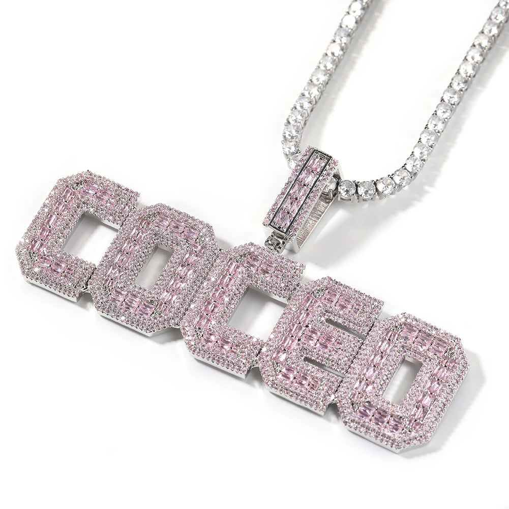 Bold Baguette cz Letters Pendant