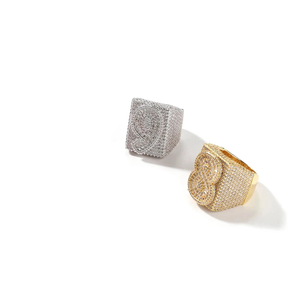 Big Baguette cz Letters/ Numbers Ring