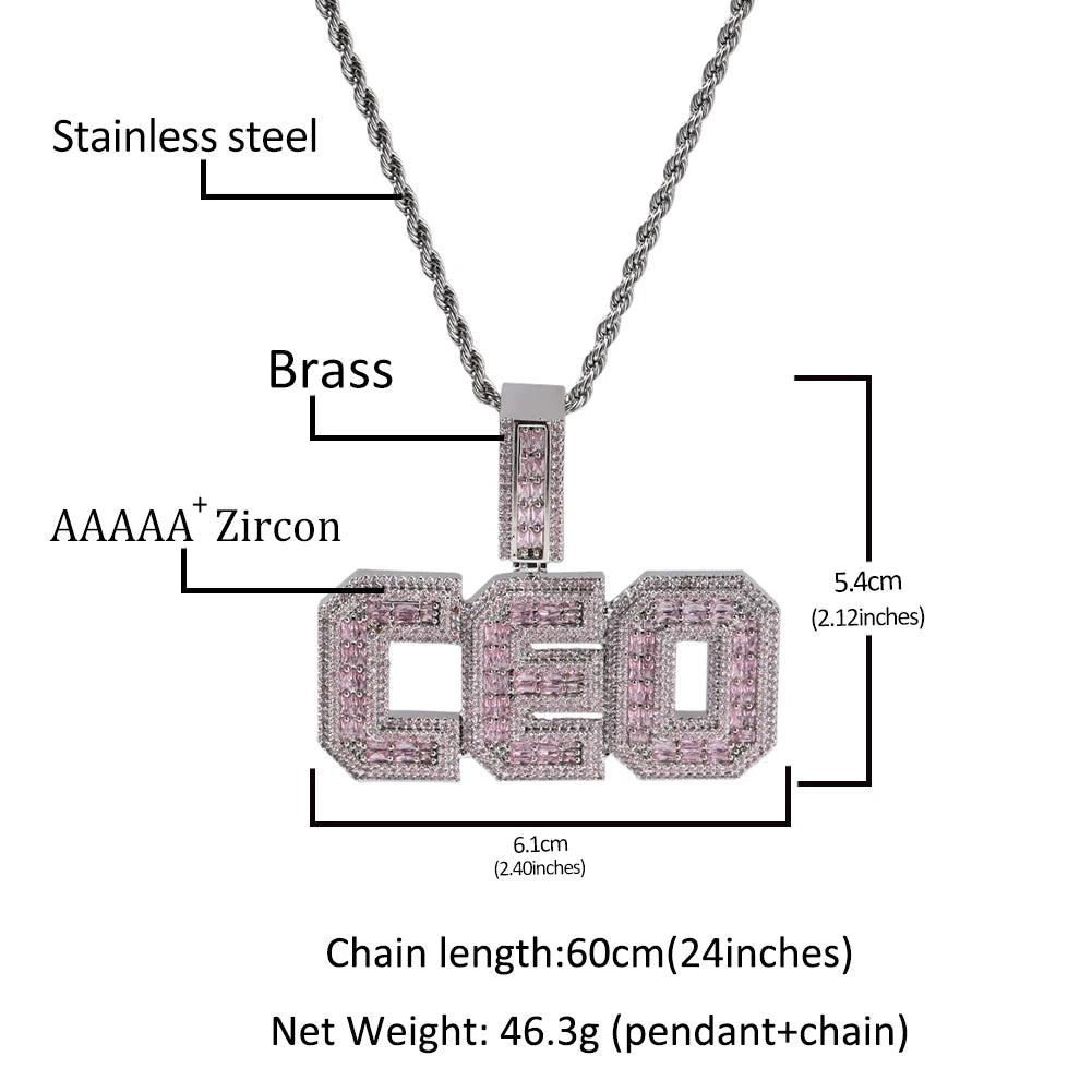 Bold Baguette cz Letters Pendant