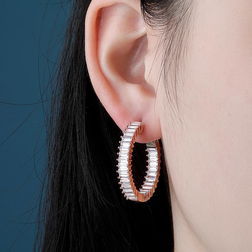 Square Iced Out Round Earrings - Lux Collections Boutique