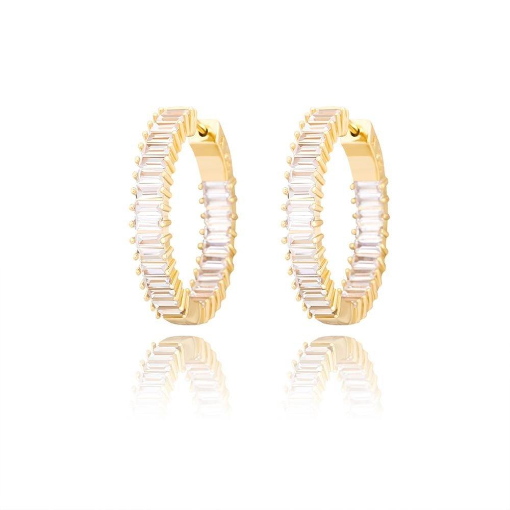 Square Iced Out Round Earrings - Lux Collections Boutique