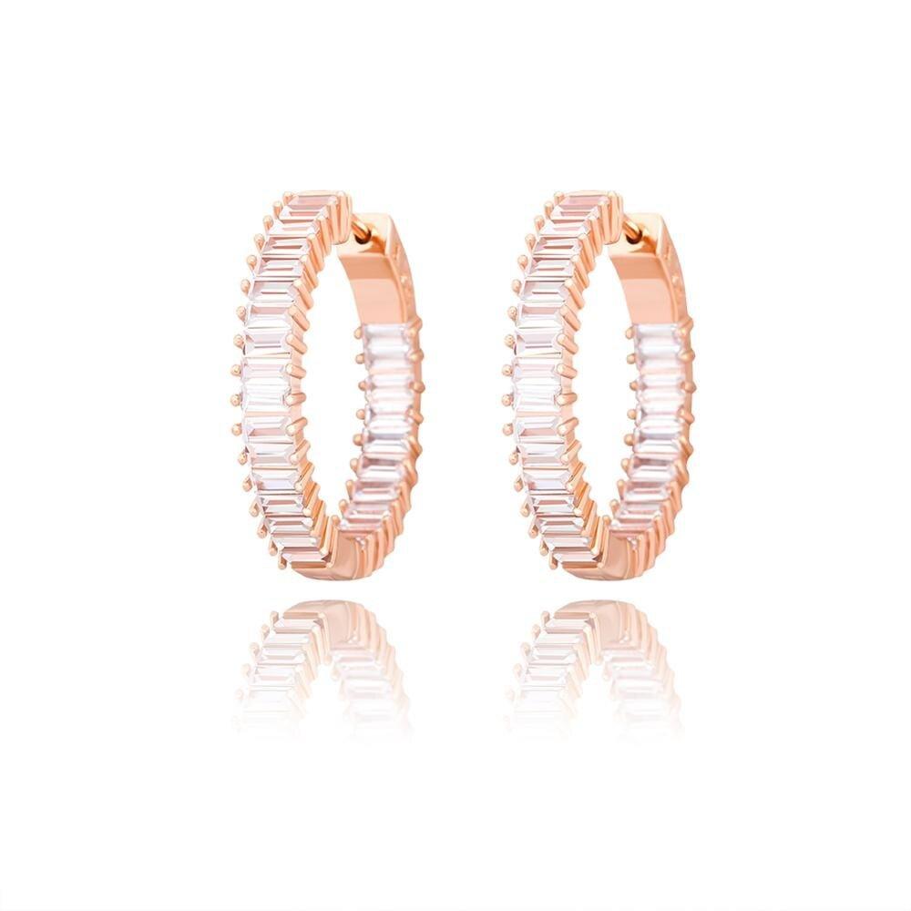 Square Iced Out Round Earrings - Lux Collections Boutique
