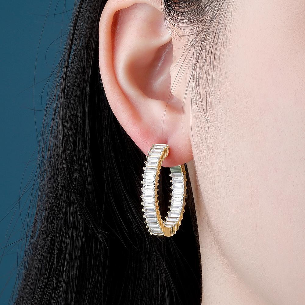 Square Iced Out Round Earrings - Lux Collections Boutique