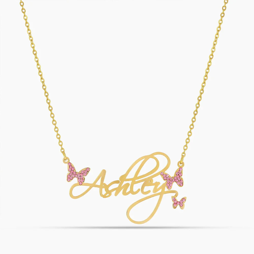 Butterfly Nameplate Necklace