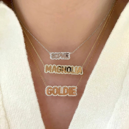Personalized 3D  Bubble Name Pendant
