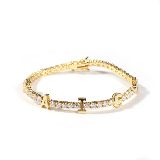 Custom Name Letter 3mm Tennis Chain Bracelet