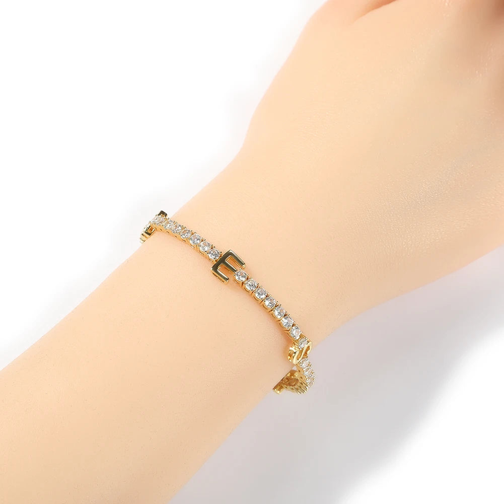 Custom Name Letter 3mm Tennis Chain Bracelet