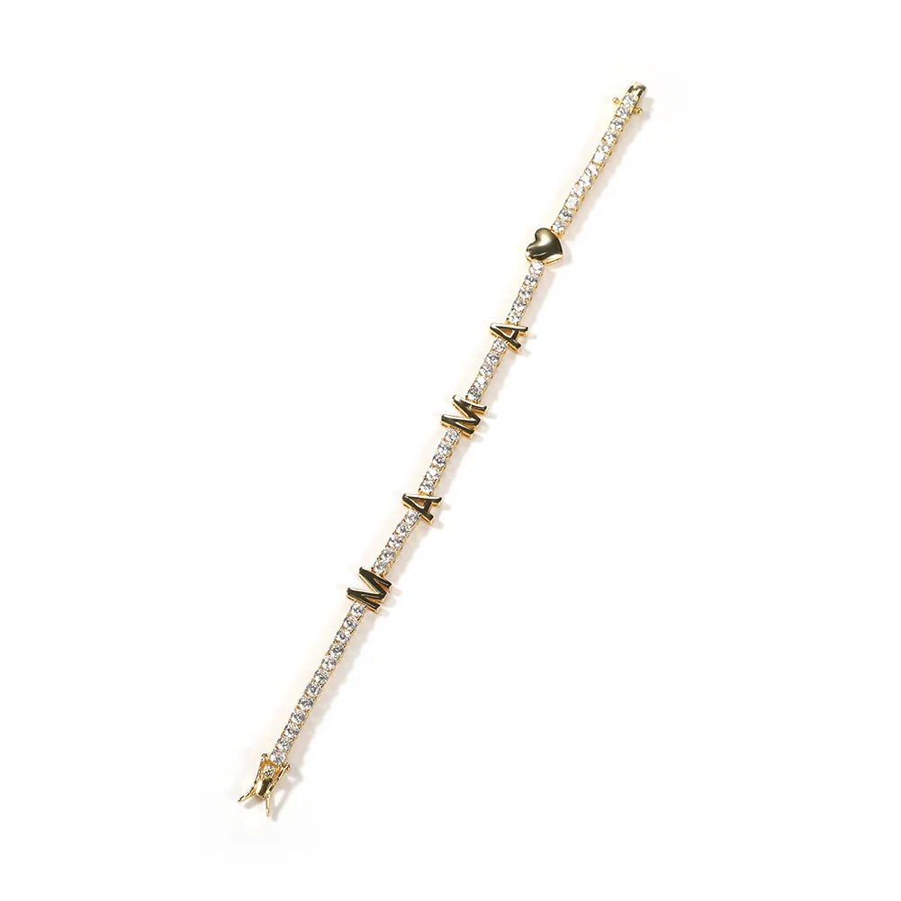 Custom Name Letter 3mm Tennis Chain Bracelet