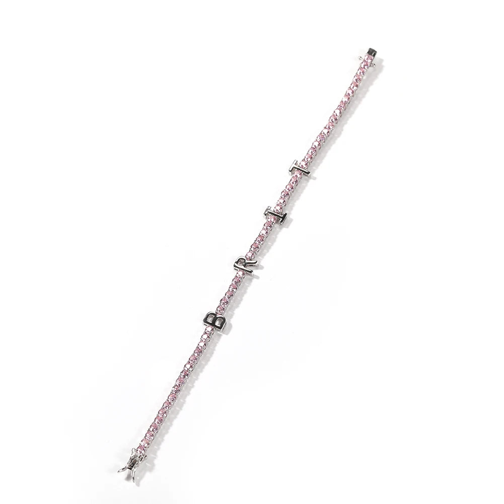 Custom Name Letter 3mm Tennis Chain Bracelet