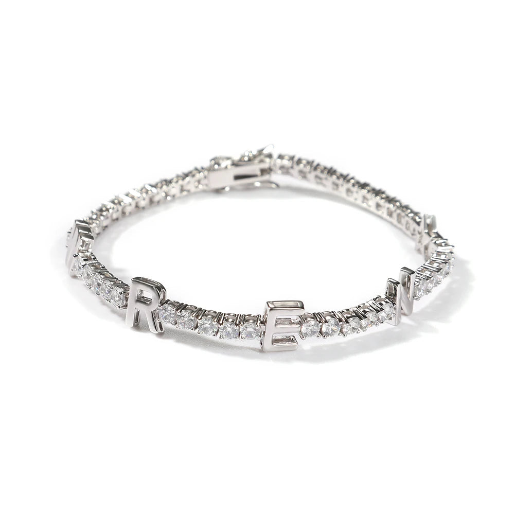 Custom Name Letter 3mm Tennis Chain Bracelet