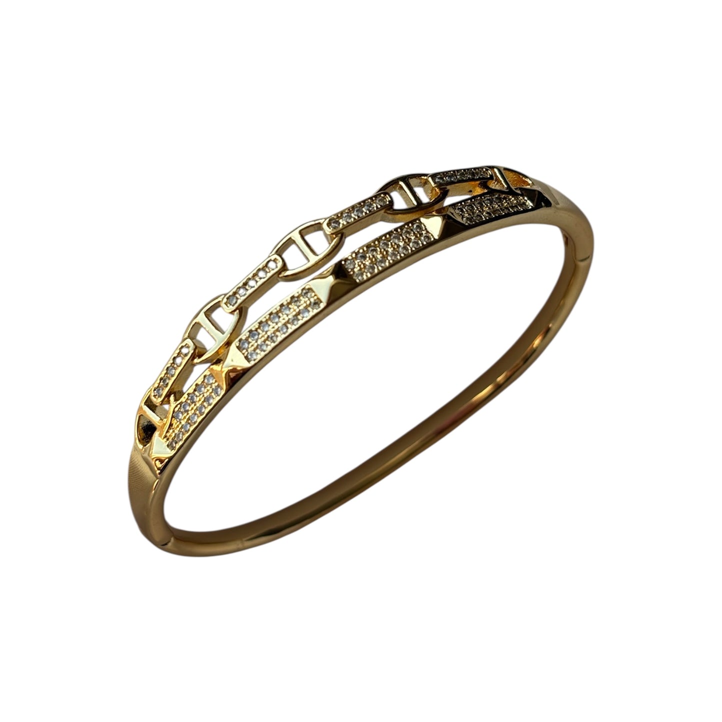 Chain and Stud Rhinestone Bracelet