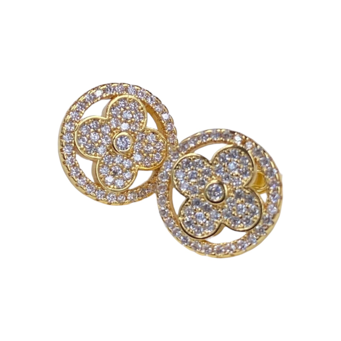 All Rhinestone Flower Stud Earring