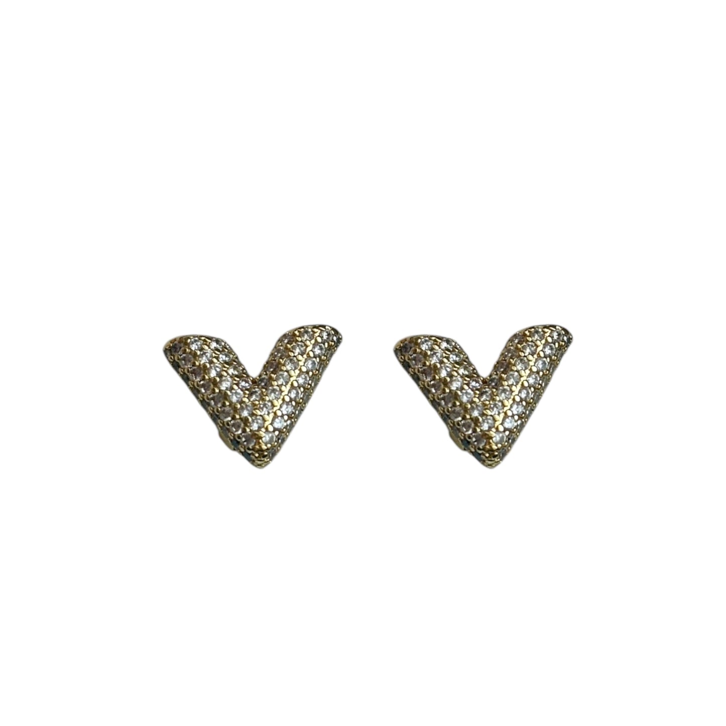 V Rhinestone Stud Earring