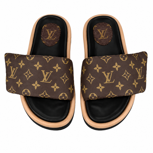 Lily Brown Puff Slides