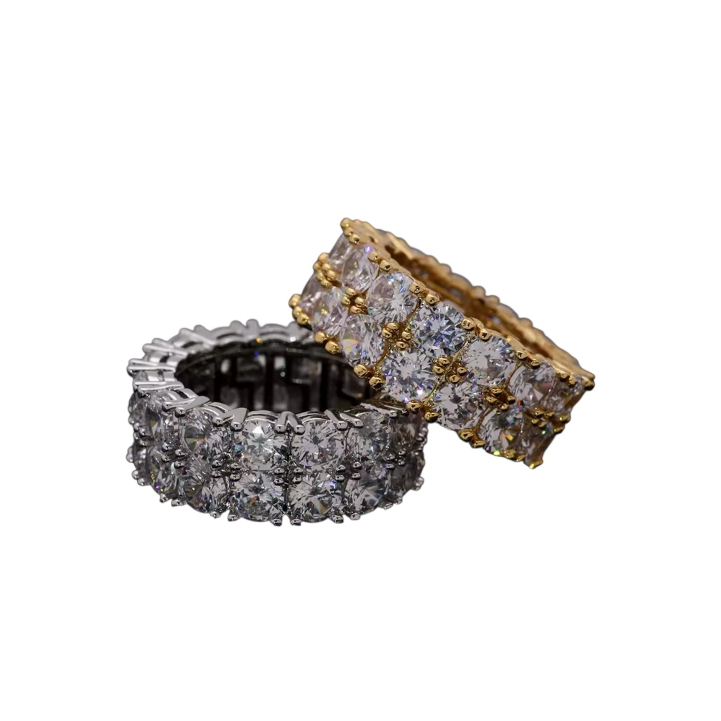 Two Row Eternity Round Ring