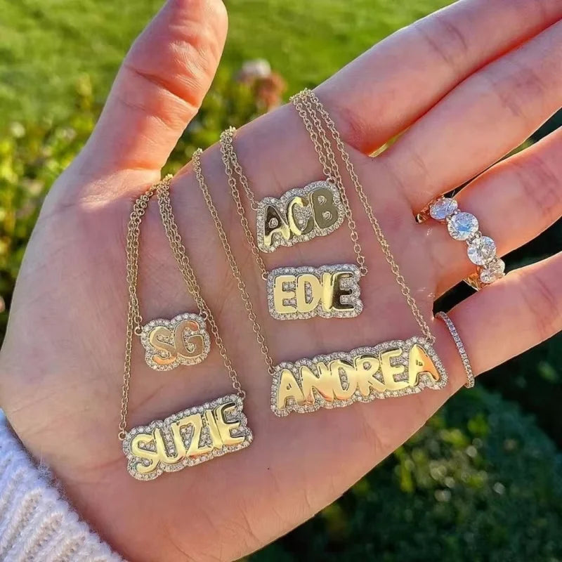 Personalized 3D  Bubble Name Pendant