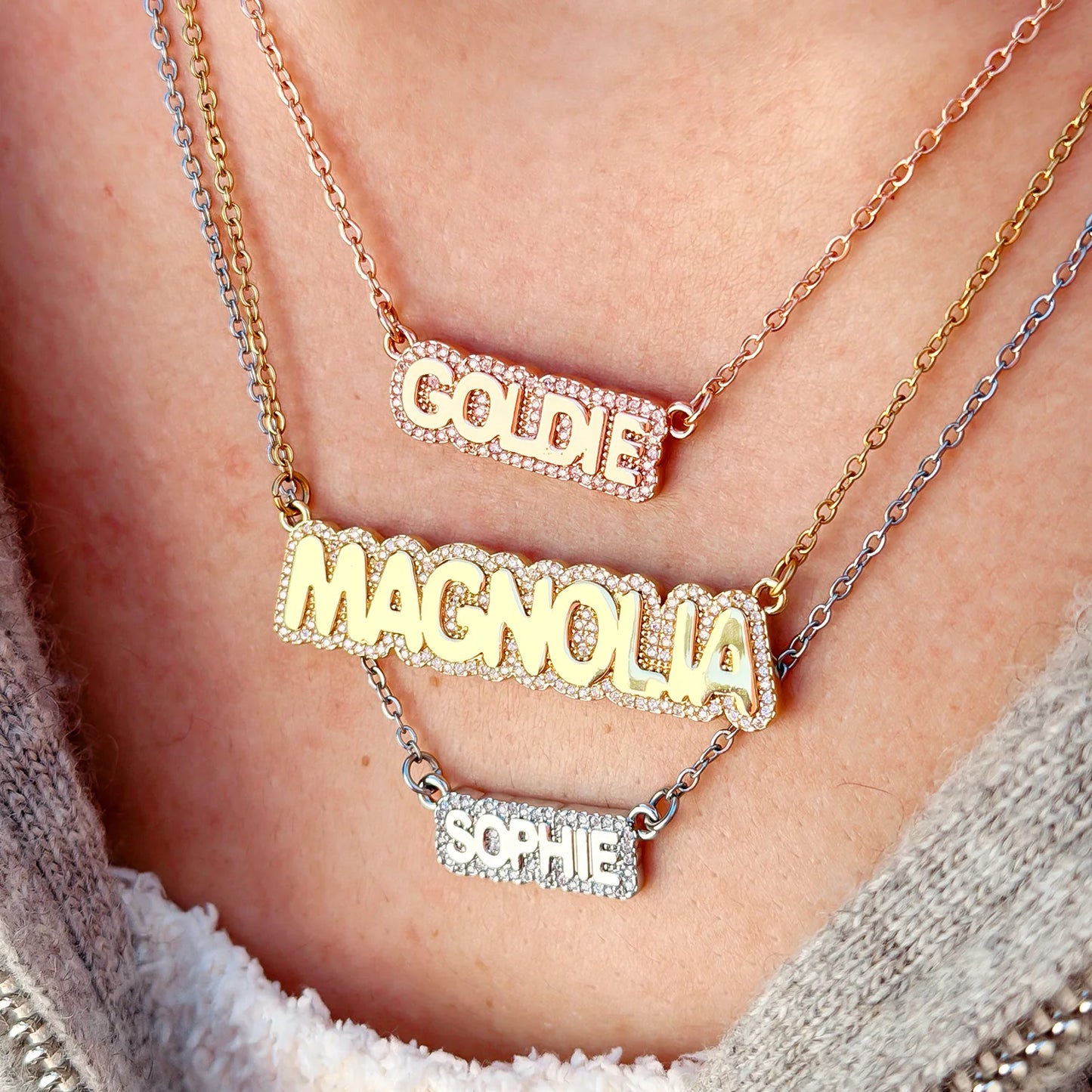 Personalized 3D  Bubble Name Pendant