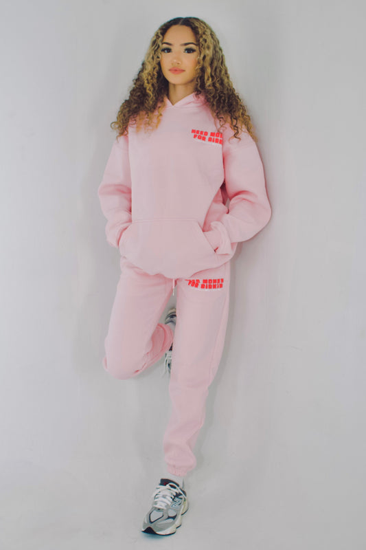 Need Money Sweat Pants Baby Pink