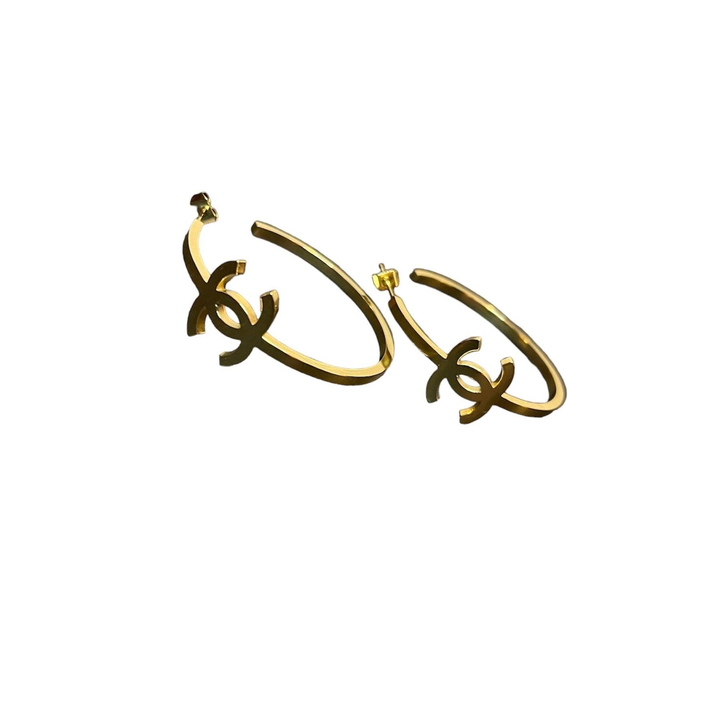 C Gold Hoops - Lux Collections Boutique