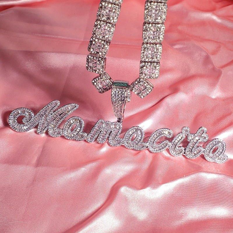 Cursive Iced Out Letter Name Necklace - Lux Collections Boutique