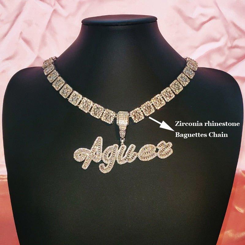 Cursive Iced Out Letter Name Necklace - Lux Collections Boutique