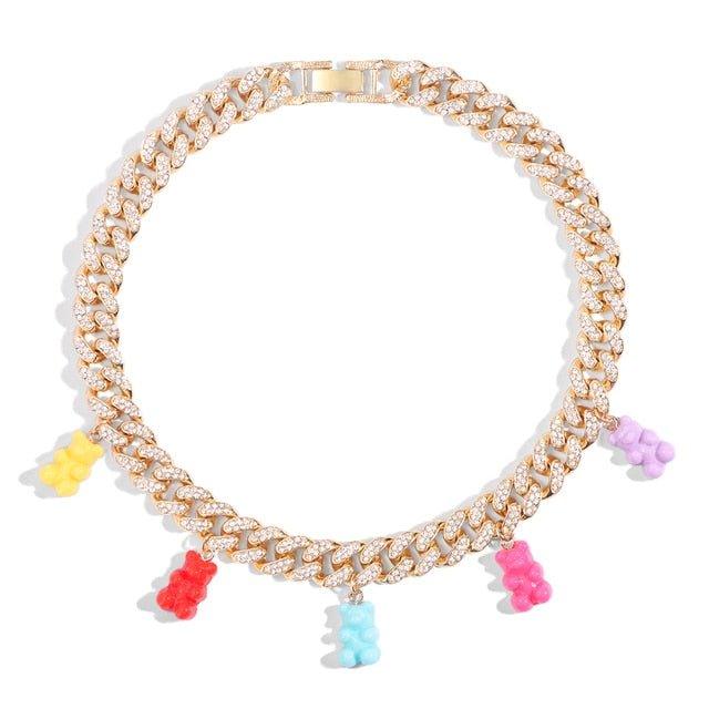 Iced Out Gummy Bear Cuban Chain Necklace - Lux Collections Boutique