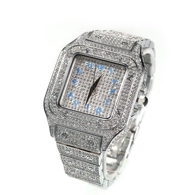 Mens Custom Fully Ice out Bling Octagonal Watch Iced Cz Quality Stainless  Steel | eBay