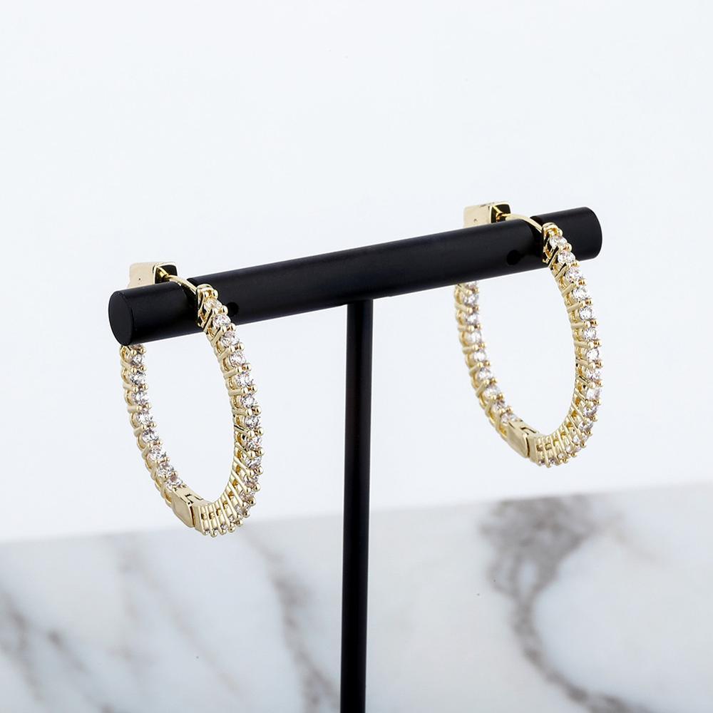 Round Iced Out Hoops - Lux Collections Boutique