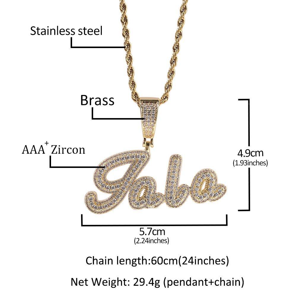 Script Letter Pendant Paved Baguettecz Chain Necklace - Lux Collections Boutique
