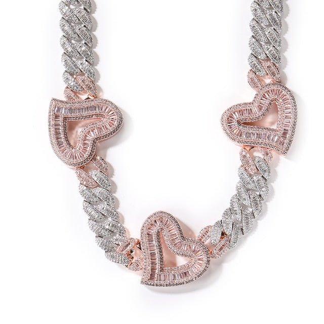 Three Hearts Miami Cuban Necklace - Lux Collections Boutique